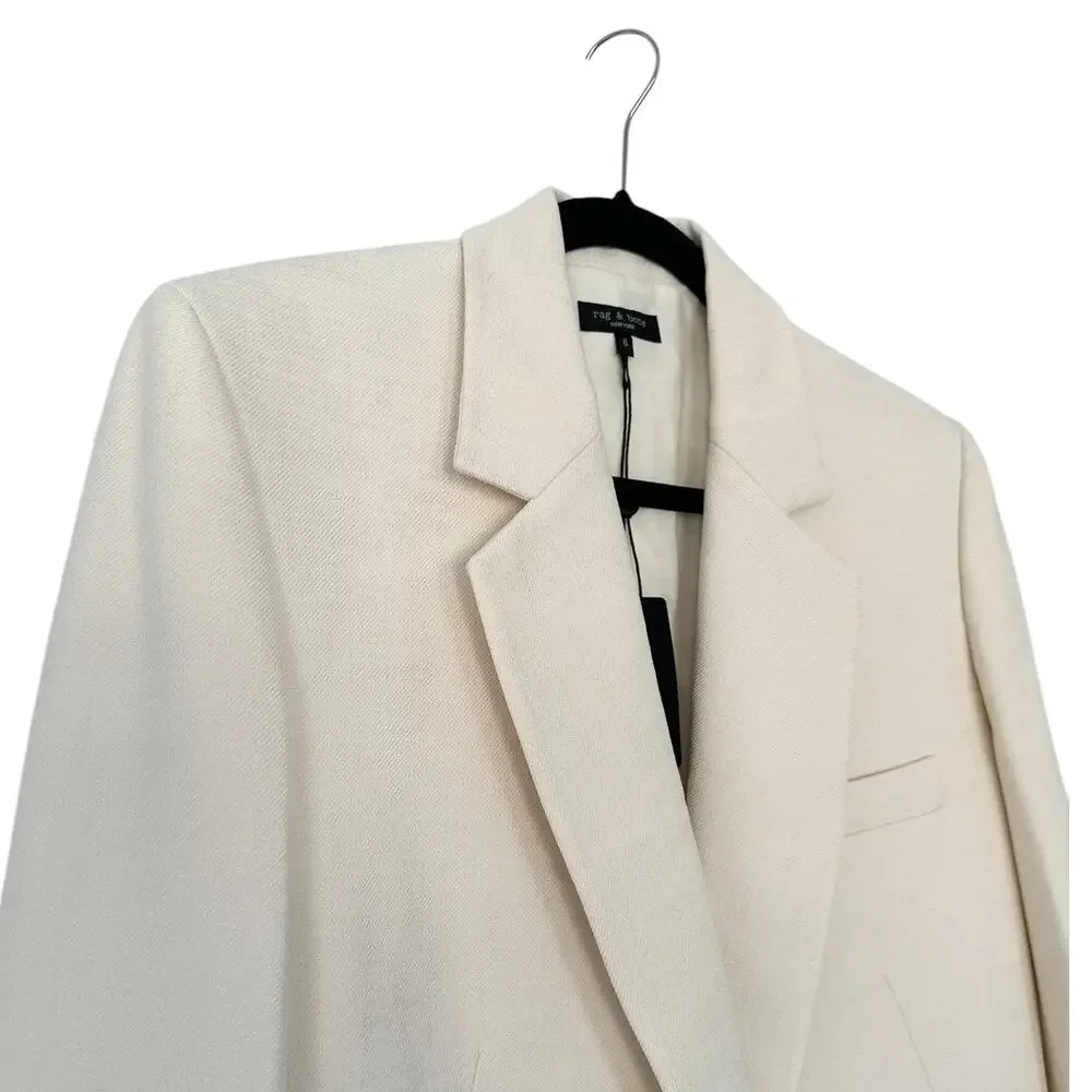 Rag & Bone Suzanne Ivory White Blazer Size 6 NWT Longline Work Jacket